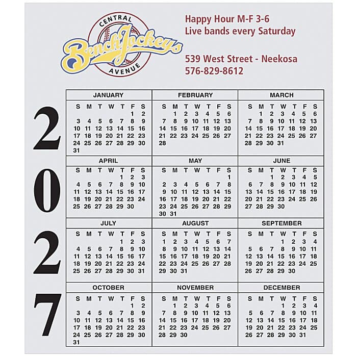 Calendar Magnet - Small - White