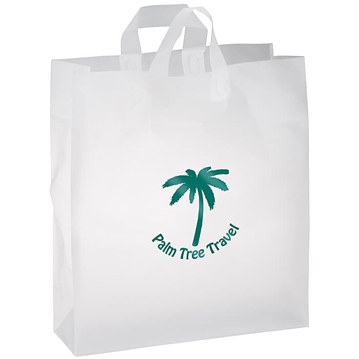 Soft-Loop Frosted Clear Shopper - 19 inches x 16 inches - Foil