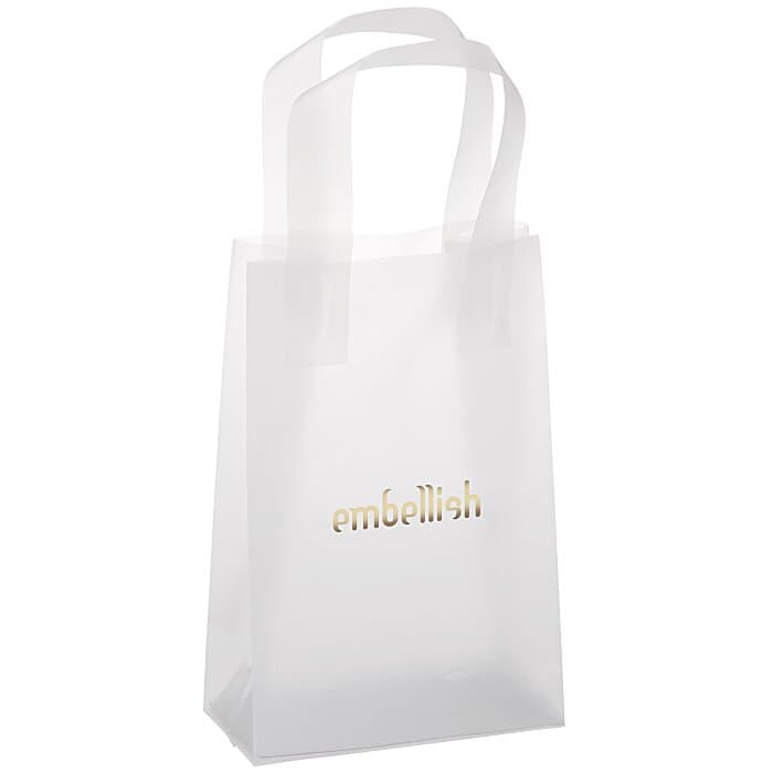 Soft-Loop Frosted Clear Shopper - 8 inches x 5 inches - Foil