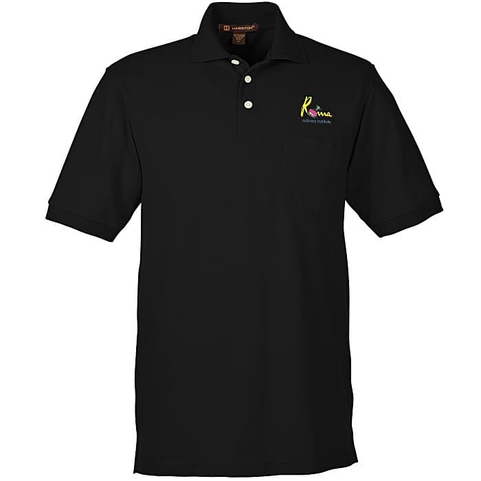 Harriton 5.6-oz Easy Blend Pocket Polo