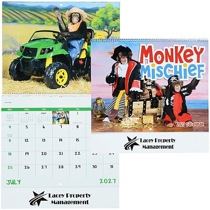 Monkey Mischief Calendar - Spiral