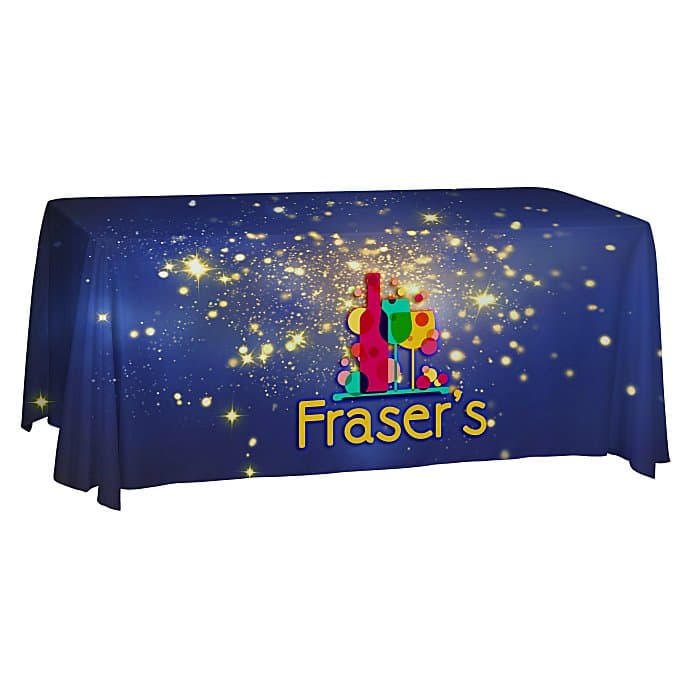 Serged Open-Back Polyester Table Throw - 6 feet - Full Color