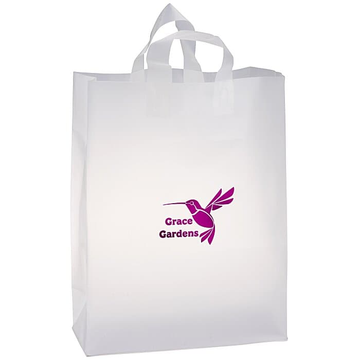 Soft-Loop Frosted Clear Shopper - 17 inches x 13 inches - Foil