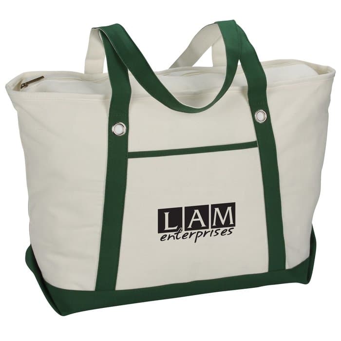 Canvas 12-oz Sailing Zip Top Tote - 14 inches x 23 inches
