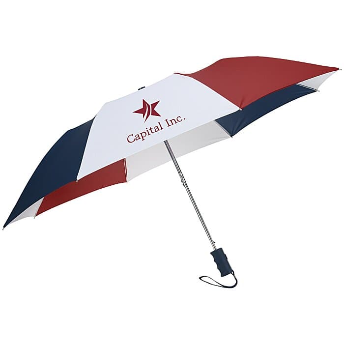 42-inch Folding Umbrella with Auto Open - Red / White / Blue - 42-inch Arc