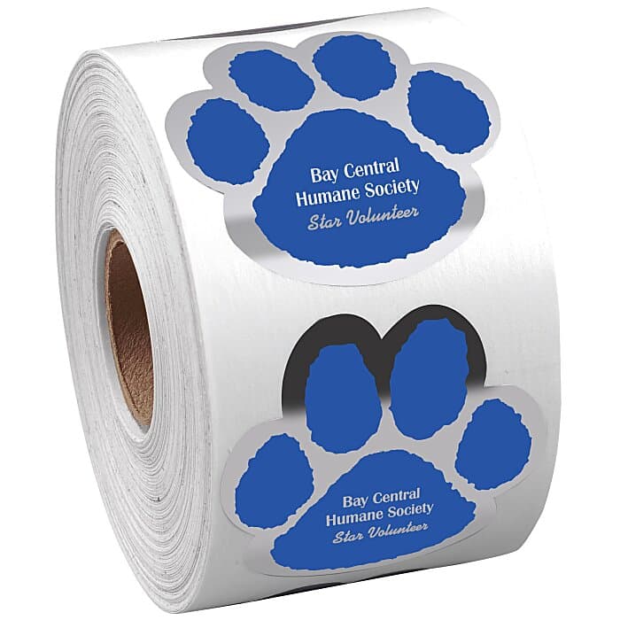 Sticker by the Roll - Paw - 1-7/8 inches x 1-7/8 inches