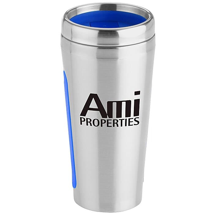 Dual Grip Travel Tumbler - 15 oz - Silver
