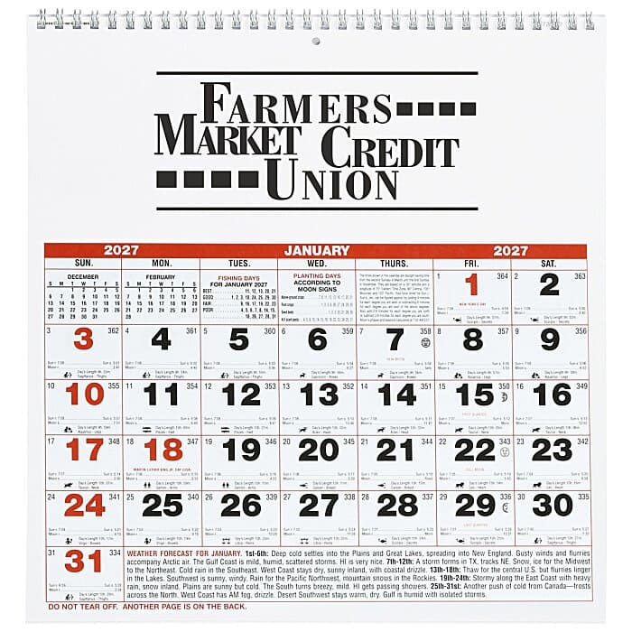 Almanac Wall Calendar - 11 inches x 11 inches