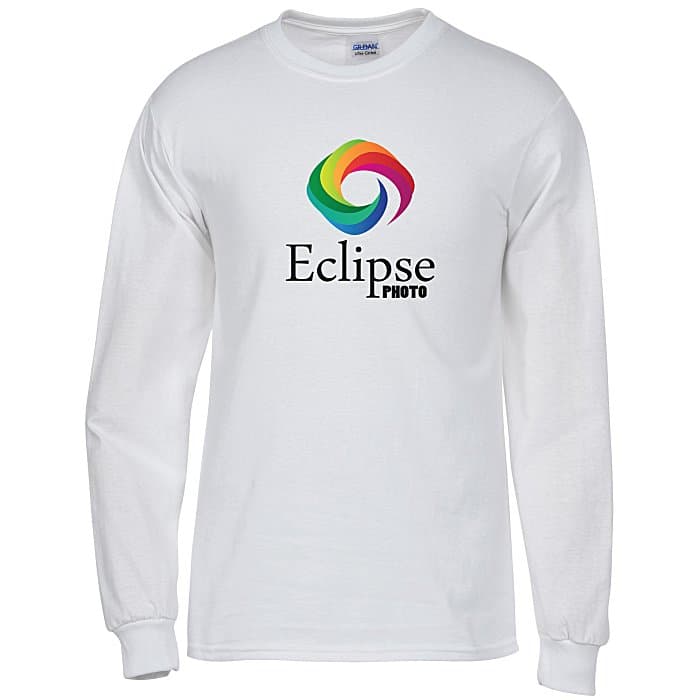 Gildan 6-oz Ultra Cotton LS T-Shirt - Men's - Full Color - White