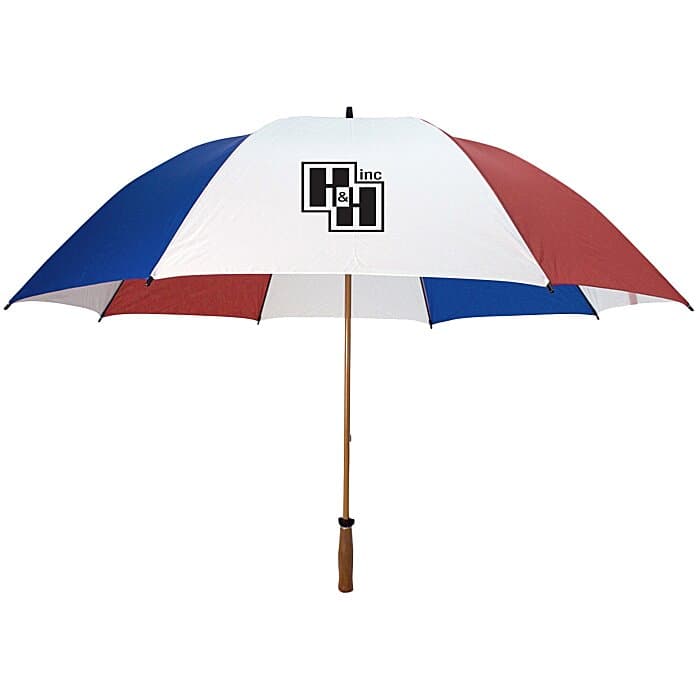 Windproof Golf Umbrella - Red / White / Blue - 64-inch Arc