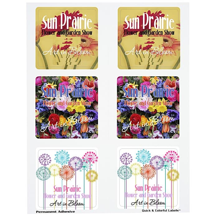 Quick & Colorful Perforated Sheeted Label - Square 3 inches x 3 inches