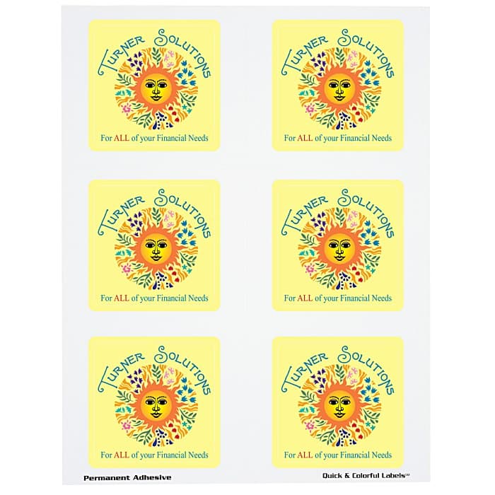 Quick & Colorful Perforated Sheeted Label - Square 2-3/4 inches x 2-3/4 inches