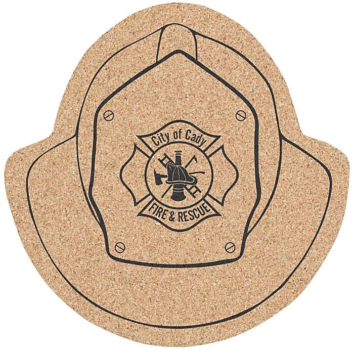 Large Cork Coaster - Fire Helmet