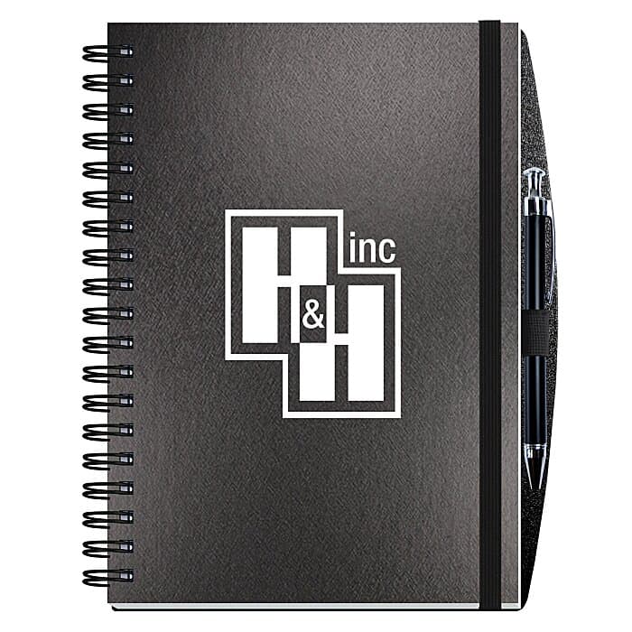 Elite Metallic Paperboard Journal with Pen - 10 inches x 7 inches -100 sheet