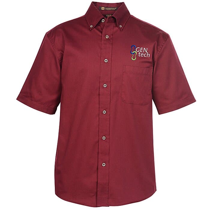 Harriton Twill SS Shirt with Stain Release - Men's