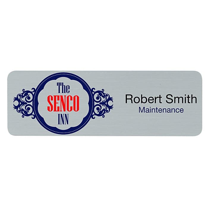 Savannah Metal Name Badge - 1 inch x 3 inches - Jeweler's Pinback