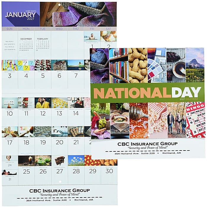 National Day Wall Calendar - Stapled