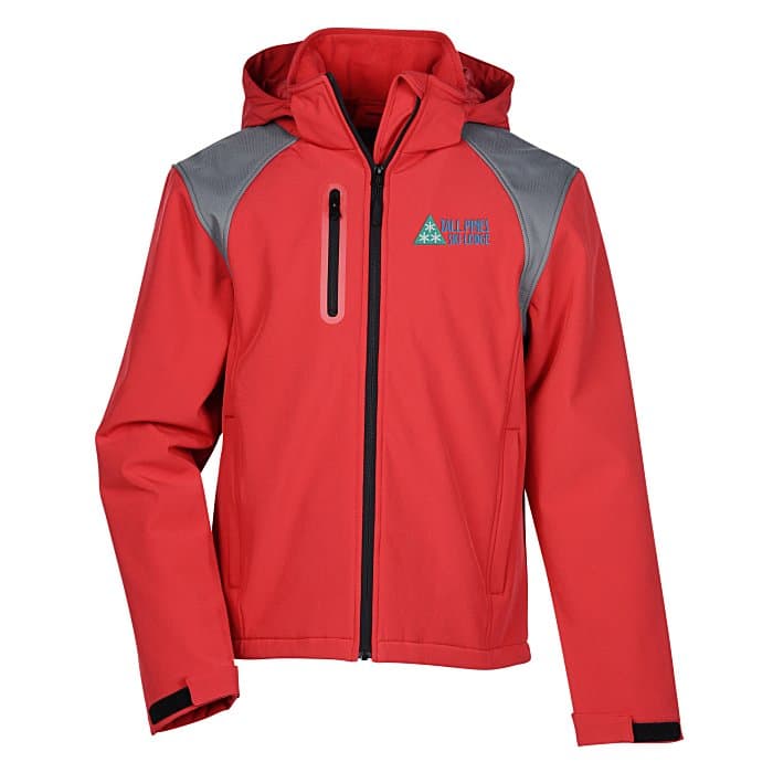 Contrasting Color Hooded Soft Shell Jacket - Men's
