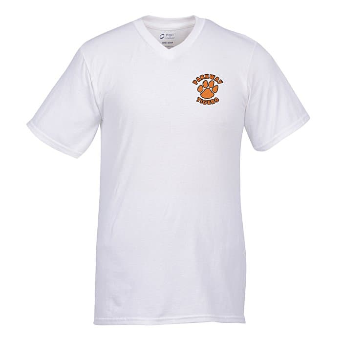 Port Classic 5.4-oz V-Neck T-Shirt - Men’s - White - Embroidered