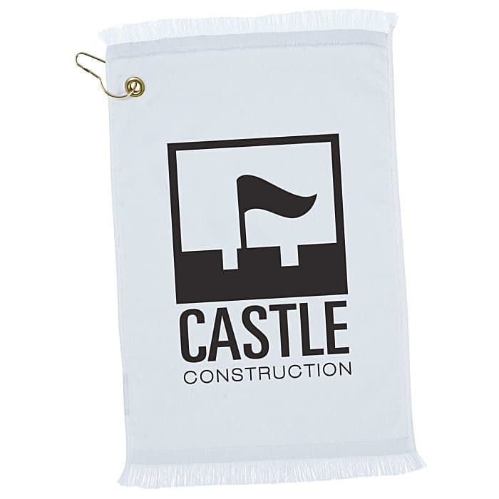 Fringed Golf Towel - 18 inches x 11 inches - White