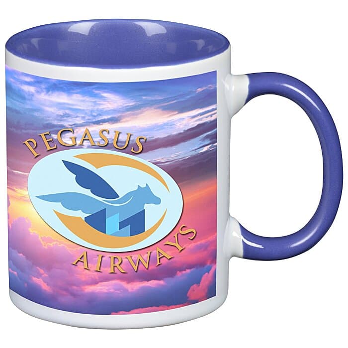 Color Handle Ceramic Mug - 11 oz - Full Color