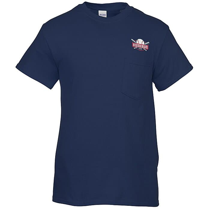 Gildan 5.3-oz Cotton T-Shirt with Pocket - Men's - Embroidered