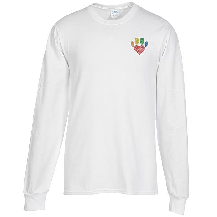 Port Classic 5.4-oz Long Sleeve T-Shirt - Men's - White - Embroidered