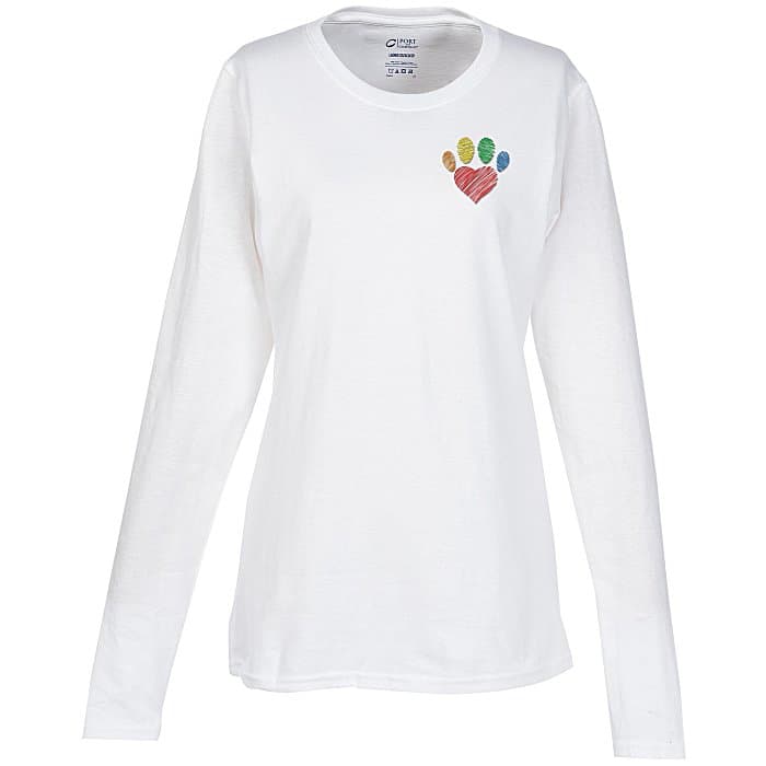 Port Classic 5.4-oz Long Sleeve T-Shirt - Ladies' - White - Embroidered