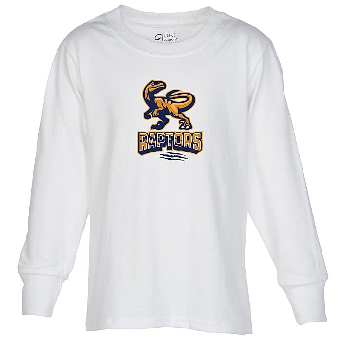 Port Classic 5.4-oz Long Sleeve T-Shirt - Youth - White - Full Color