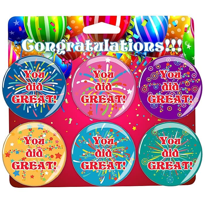 Carded Buttons - Six 2 inches Round Buttons