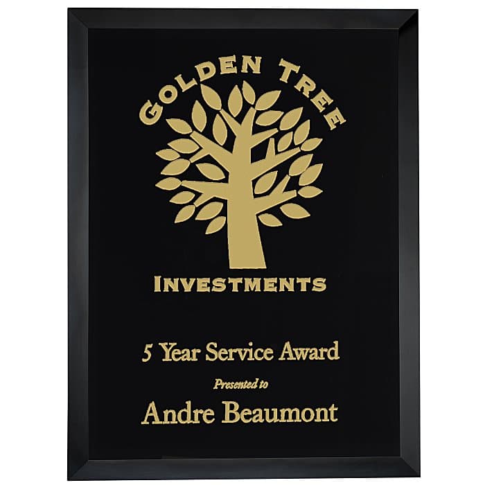 Black Glass Wall Plaque - 12 inches