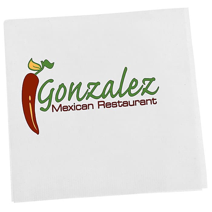 Beverage Napkin - 1-ply - White - Full Color
