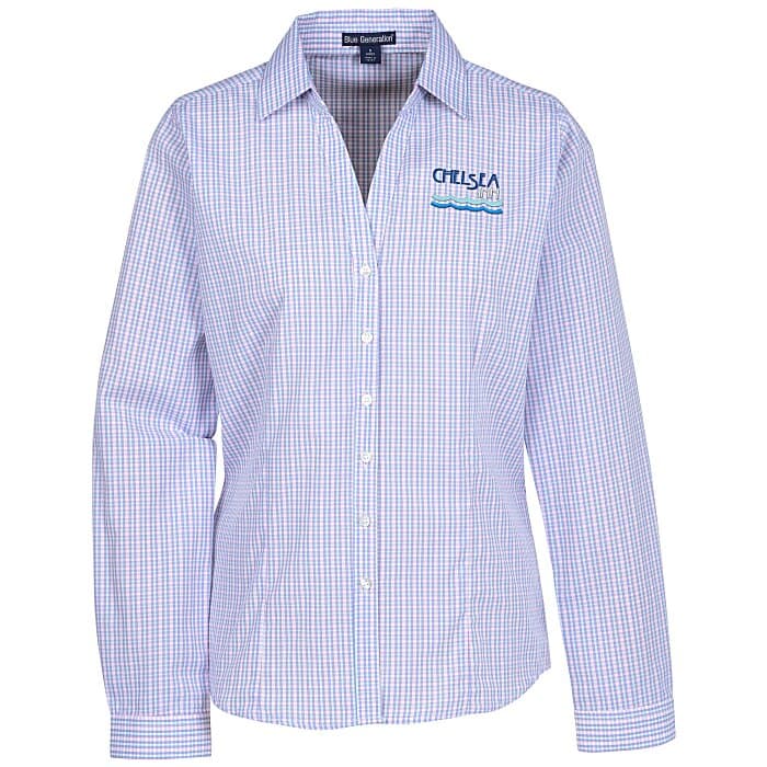 Tricolor Plaid Wrinkle Resistant Shirt - Ladies'