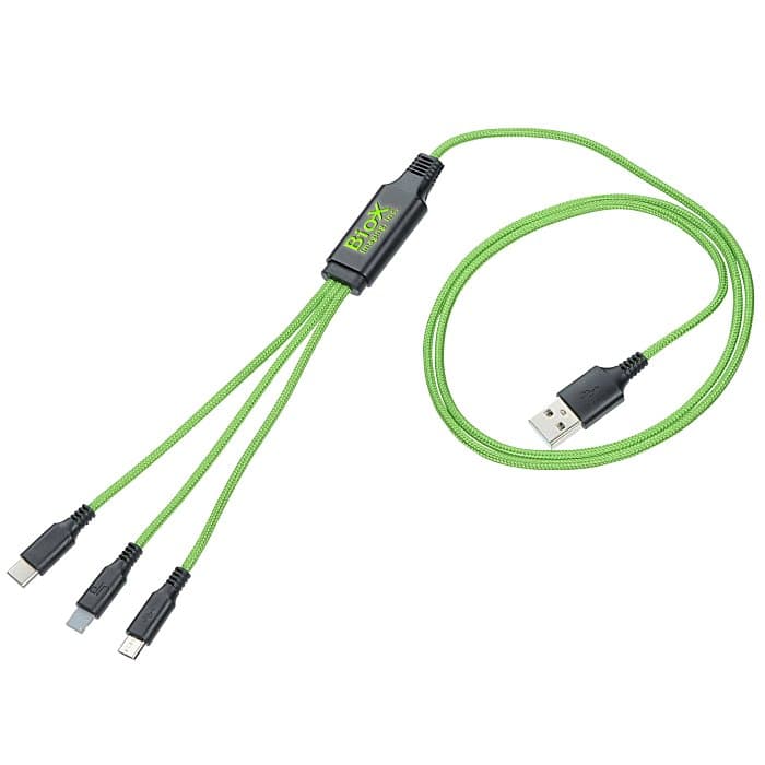 3-foot Metallic Charging Cable - Light-Up Logo