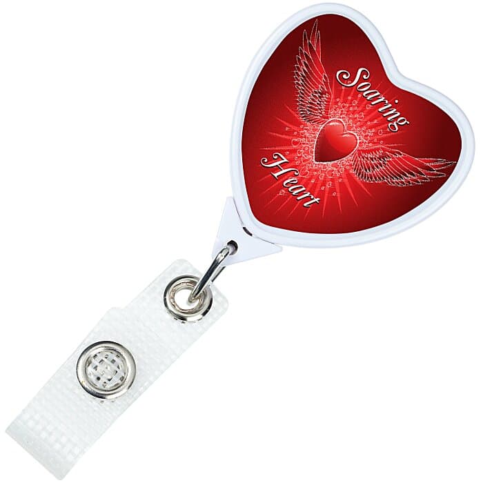 Jumbo Retractable Badge Holder with Antimicrobial Additive - 40 inches Heart - Label
