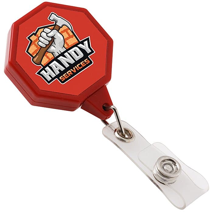 Jumbo Retractable Badge Holder - 40 inches - Octagon - Label