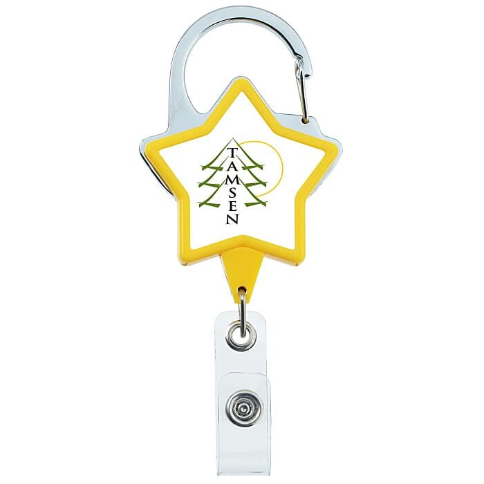 Heavy Duty Clip On Retractable Badge Holder - Star - Label