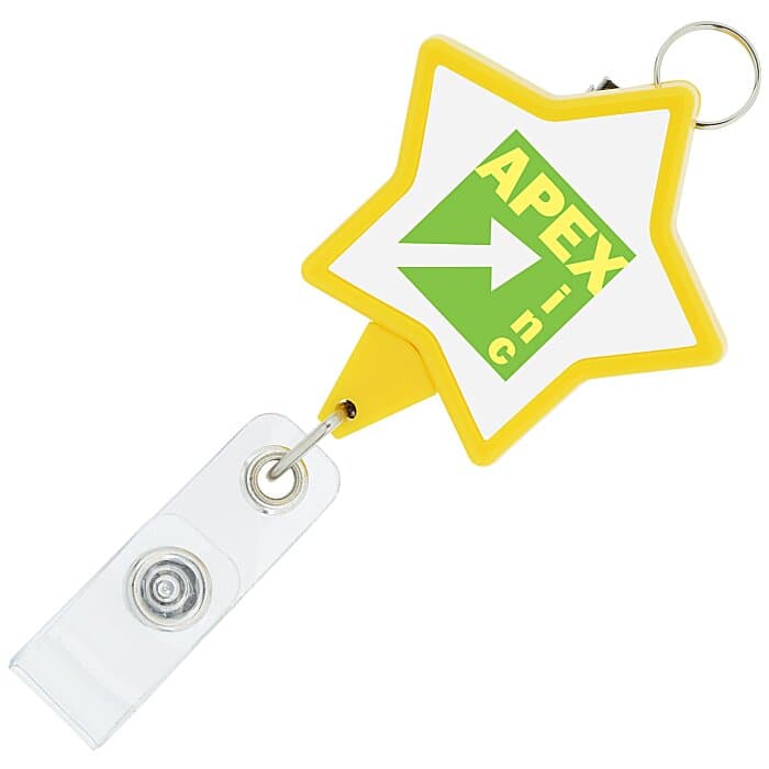 Retractable Badge Holder with Lanyard Attachment - Star - Label