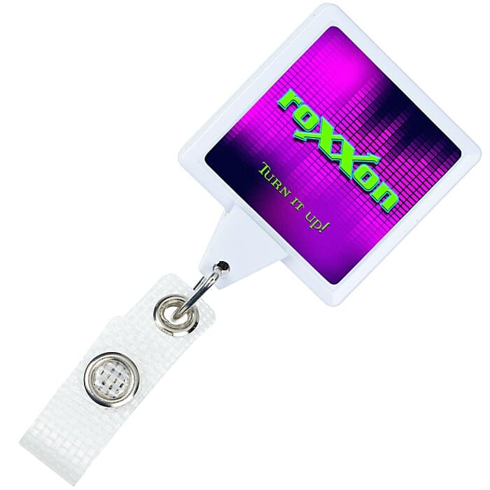 Jumbo Retractable Badge Holder with Antimicrobial Additive - 40 inches Square - Label