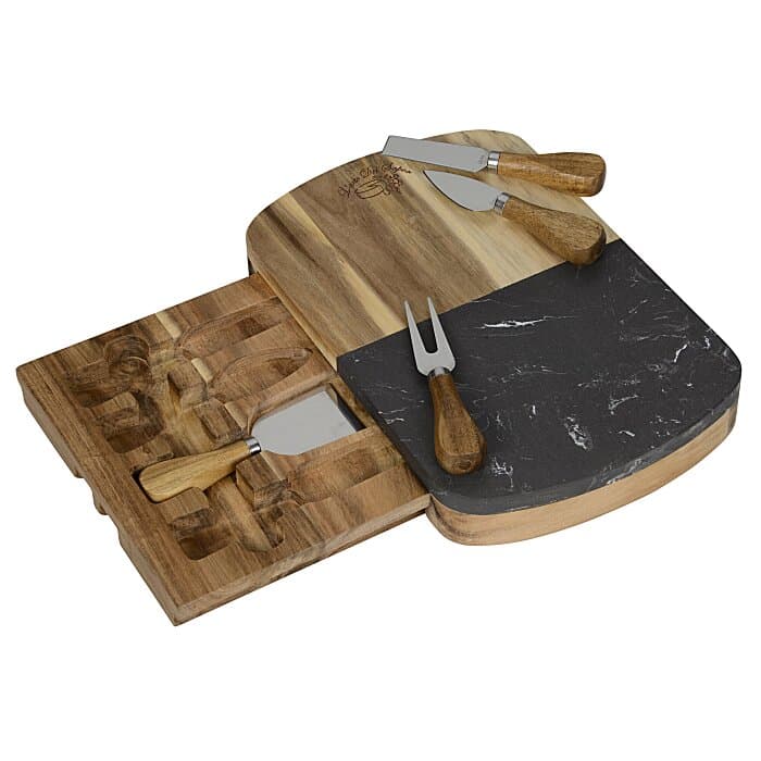 Black Marble Cheese Board Set