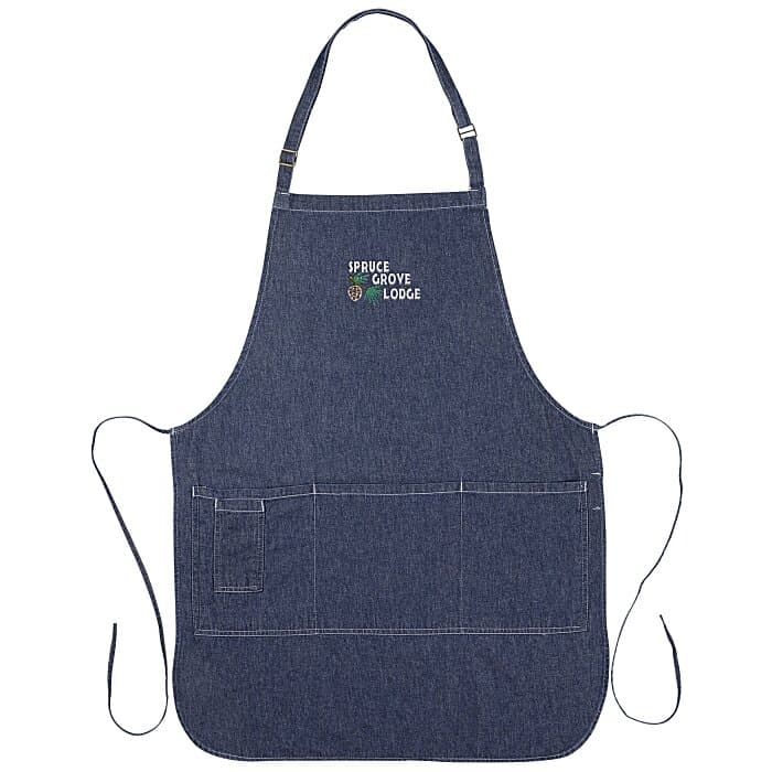 Cotton Denim Bib Apron - Embroidered