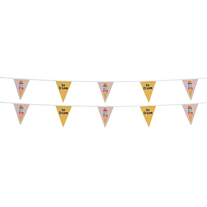 30' Triangle Pennant String - 12 inches x 9 inches - 16 Pennants - Two Sided - Alternating