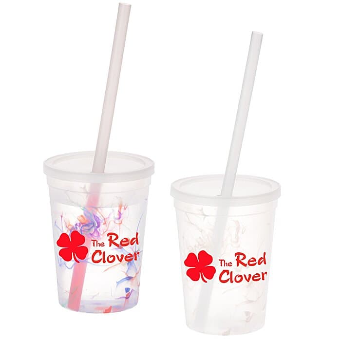 Rainbow Confetti Mood Cup with Straw - 11 oz