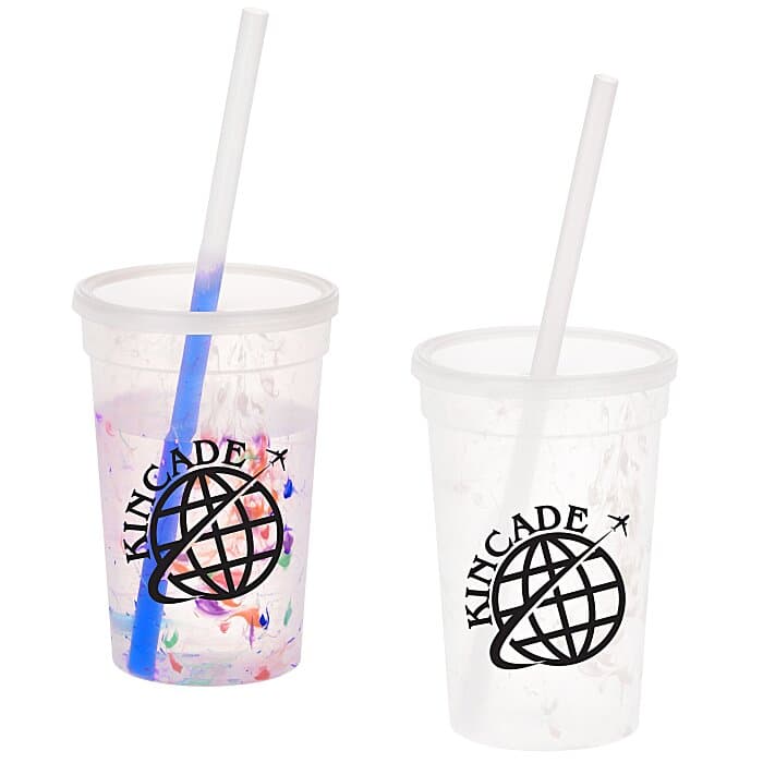 Rainbow Confetti Mood Cup with Straw - 16 oz