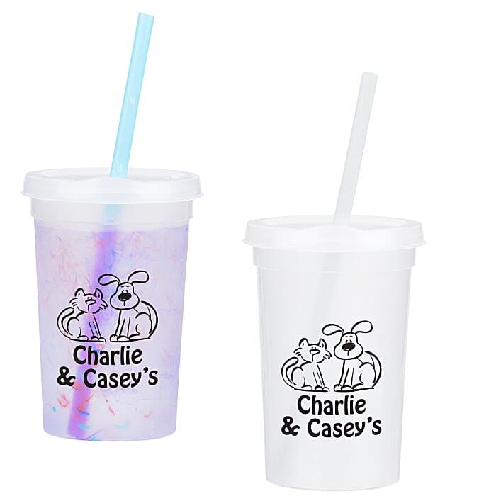 Rainbow Confetti Mood Cup with Straw - 20 oz