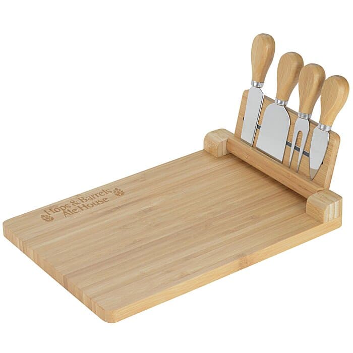 5-Piece Magnetic Bamboo Cheese Board Set