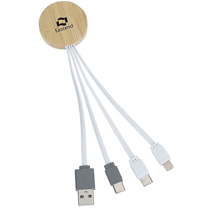Bamboo Accent Duo Charging Cable - Round