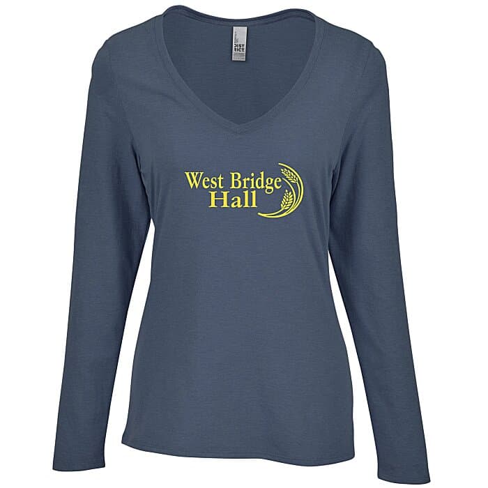 Optimal Tri-Blend Long Sleeve V-Neck T-Shirt - Ladies'