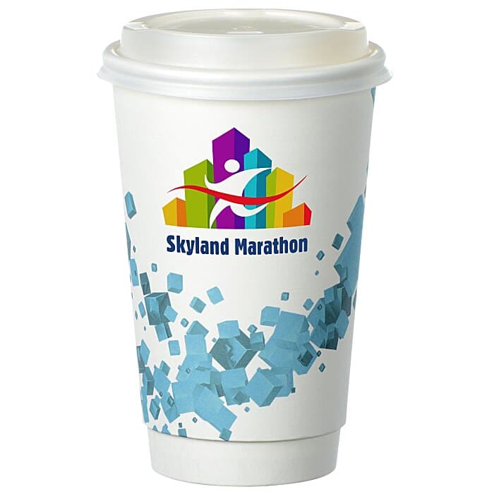 Cubes Floating Full Color Insulated Paper Cup with Lid - 16 oz