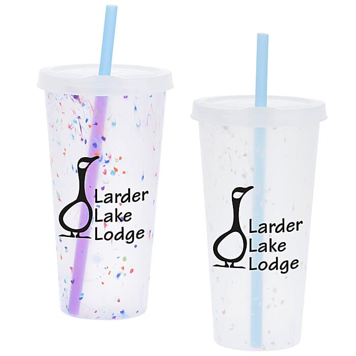Rave Rainbow Confetti Mood Tumbler with Lid and Straw - 26 oz
